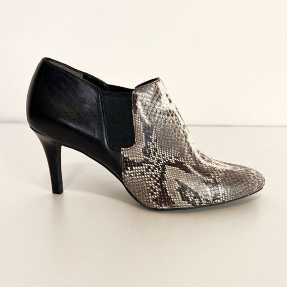 Cole Haan Maxfield Snake Print Leather Stiletto Heel Ankle Boots - Picture 2 of 8